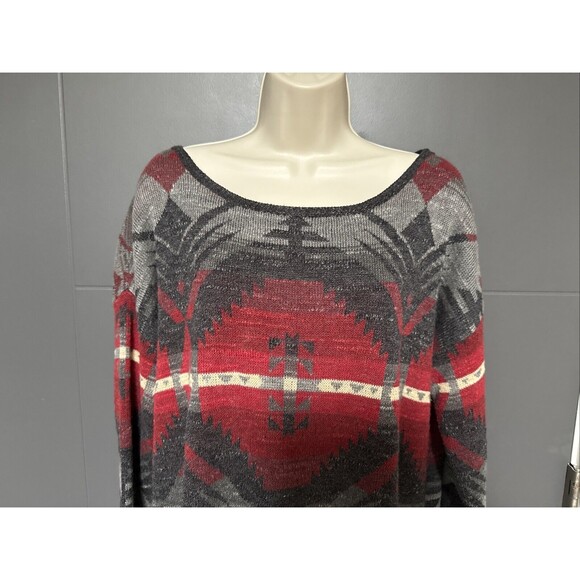 Ralph Lauren Denim And Supply Size L Sweater Women Aztec Southwestern Gray Red - Picture 7 of 7